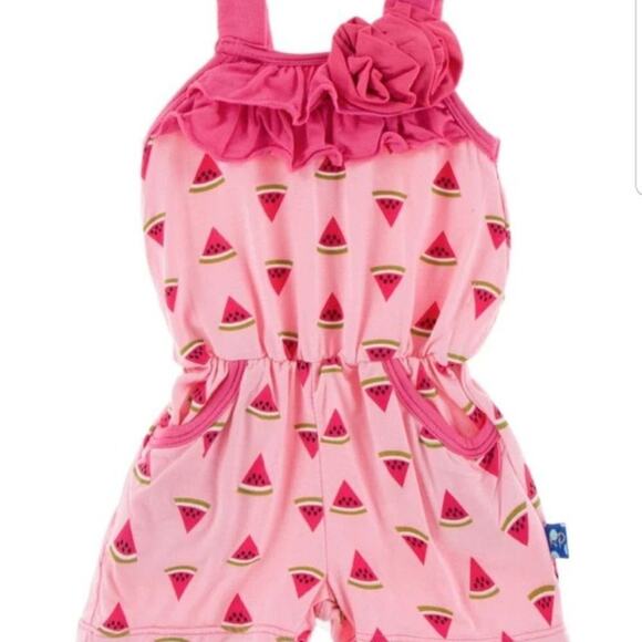 NWT Kickee‎ Pants Romper Lotus Watermelon 3-6 months - Picture 1 of 7